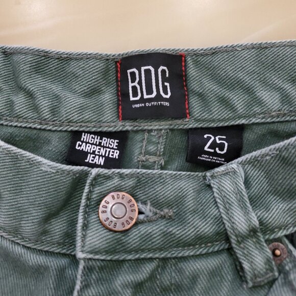 BDG Urban Outfitters Jack High-Waisted Carpenter Jean – Olive Green Corduroy 25 - Picture 7 of 13